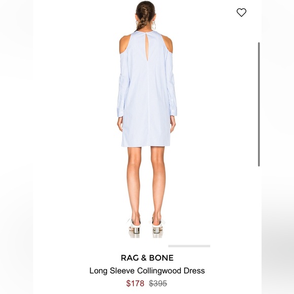 RAG & BONE Collingwood Long Sleeve Baby Blue Striped Shirt Dress XS Preppy Mini - Picture 8 of 8